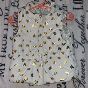 White and Gold Heart Puffy Vest